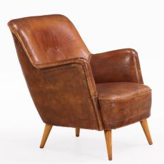Mid Century Modern French Leather Club Chair C 1950  - 4598253