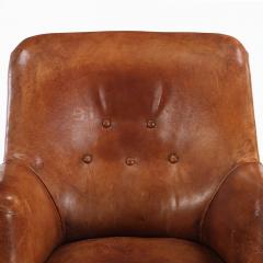 Mid Century Modern French Leather Club Chair C 1950  - 4598254
