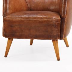Mid Century Modern French Leather Club Chair C 1950  - 4598256