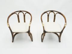 Mid Century Modern French Riviera Bamboo and brass Armchairs 1960s - 1545147