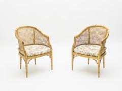 Mid Century Modern French Riviera Cane Bamboo Armchairs 1960s - 1824419