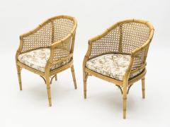 Mid Century Modern French Riviera Cane Bamboo Armchairs 1960s - 1824420