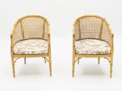 Mid Century Modern French Riviera Cane Bamboo Armchairs 1960s - 1824422