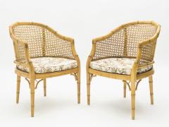 Mid Century Modern French Riviera Cane Bamboo Armchairs 1960s - 1824424