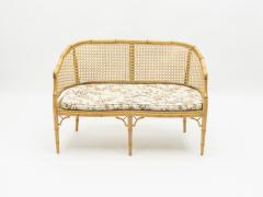 Mid Century Modern French Riviera Cane Bamboo Sofa and Armchairs 1960s - 1083934