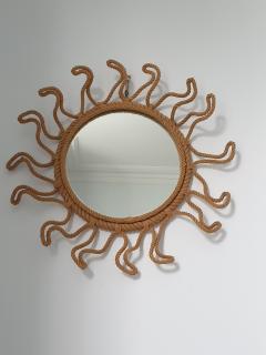 Mid Century Modern French rope mirror attributed to Adrien Andoux Frida Minet  - 3437492