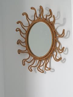 Mid Century Modern French rope mirror attributed to Adrien Andoux Frida Minet  - 3437493