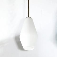 Mid Century Modern Frosted Glass Walnut Pendant Chandelier with Brass Fittings - 4465668
