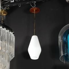 Mid Century Modern Frosted Glass Walnut Pendant Chandelier with Brass Fittings - 4465669