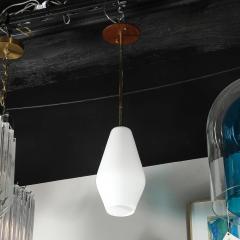 Mid Century Modern Frosted Glass Walnut Pendant Chandelier with Brass Fittings - 4465671