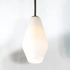 Mid Century Modern Frosted Glass Walnut Pendant Chandelier with Brass Fittings - 4465673