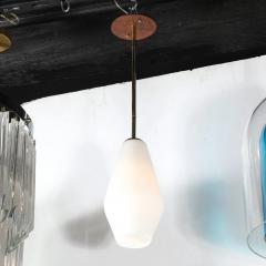 Mid Century Modern Frosted Glass Walnut Pendant Chandelier with Brass Fittings - 4465674