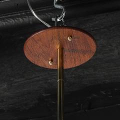 Mid Century Modern Frosted Glass Walnut Pendant Chandelier with Brass Fittings - 4465677