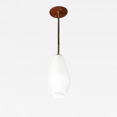 Mid Century Modern Frosted Glass Walnut Pendant Chandelier with Brass Fittings - 4465938