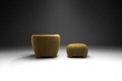 Mid Century Modern Fully Upholstered Lounge Chair and Ottoman Denmark 1950s - 2896383
