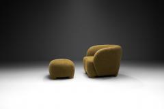 Mid Century Modern Fully Upholstered Lounge Chair and Ottoman Denmark 1950s - 2896384