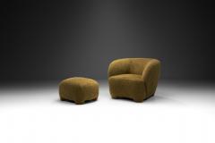 Mid Century Modern Fully Upholstered Lounge Chair and Ottoman Denmark 1950s - 2896385