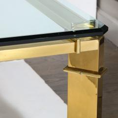Mid Century Modern Geometric Rectilinear Polished Brass Glass Cocktail Table - 1949984
