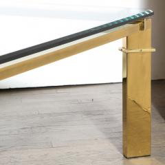Mid Century Modern Geometric Rectilinear Polished Brass Glass Cocktail Table - 1950000