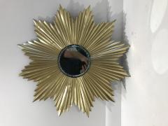 Mid Century Modern Gilt Bronze Sunburst Mirror - 1132433