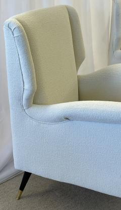 Mid Century Modern Gio Ponti Style Armchairs Wingback Chairs Pair in Boucl  - 2925867