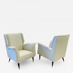 Mid Century Modern Gio Ponti Style Armchairs Wingback Chairs Pair in Boucl  - 2927765