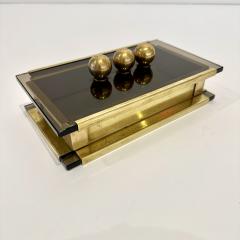 Mid Century Modern Glass and Brass Box Italy 1970s  - 4620188