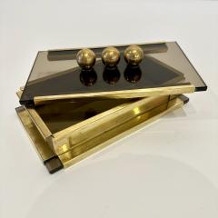 Mid Century Modern Glass and Brass Box Italy 1970s  - 4620189