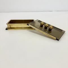 Mid Century Modern Glass and Brass Box Italy 1970s  - 4620194
