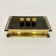Mid Century Modern Glass and Brass Box Italy 1970s  - 4620195