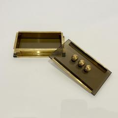 Mid Century Modern Glass and Brass Box Italy 1970s  - 4620196