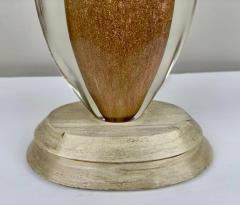 Mid Century Modern Gold Art Glass Table Lamp with Custom Shade - 3564209