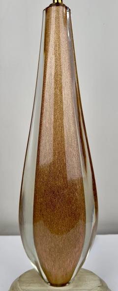 Mid Century Modern Gold Art Glass Table Lamp with Custom Shade - 3564212