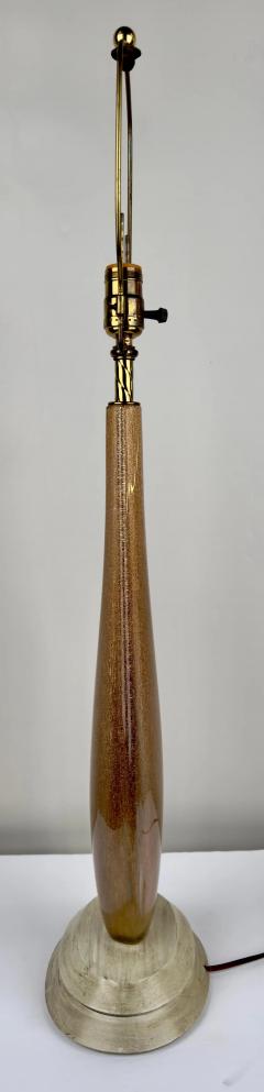Mid Century Modern Gold Art Glass Table Lamp with Custom Shade - 3564215