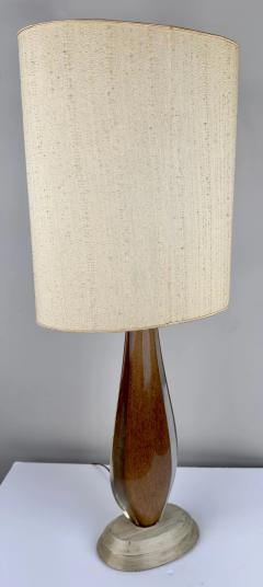 Mid Century Modern Gold Art Glass Table Lamp with Custom Shade - 3564217