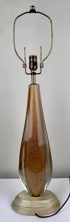Mid Century Modern Gold Art Glass Table Lamp with Custom Shade - 3564219
