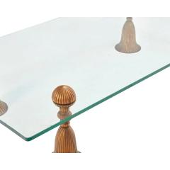 Mid Century Modern Gold Metal Tassel Lucite Glass Cocktail Coffee Table - 4439803