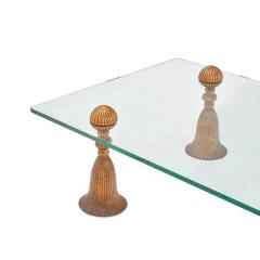 Mid Century Modern Gold Metal Tassel Lucite Glass Cocktail Coffee Table - 4439804