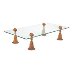 Mid Century Modern Gold Metal Tassel Lucite Glass Cocktail Coffee Table - 4439930