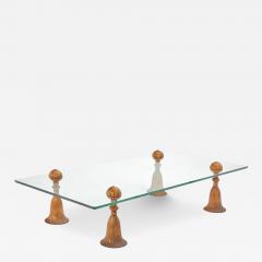 Mid Century Modern Gold Metal Tassel Lucite Glass Cocktail Coffee Table - 4440152