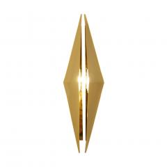 Mid Century Modern Gold Metal Triangular Pair of Italian Sconces - 1220295