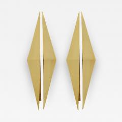 Mid Century Modern Gold Metal Triangular Pair of Italian Sconces - 1220885