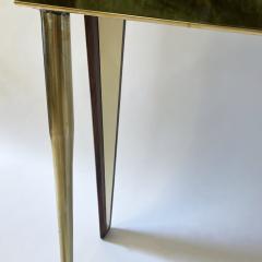 Mid Century Modern Green Artistic Murano Glass Console w Brass Wood Details - 2098002