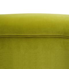 Mid Century Modern Green Cotton Velvet Brass Italian Stool - 1799237