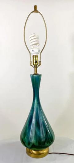 Mid Century Modern Green Malachite Table Lamp - 2867390
