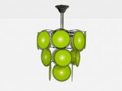 Mid Century Modern Green Murano Glass Chrome Pendant Light 1960s - 4626608