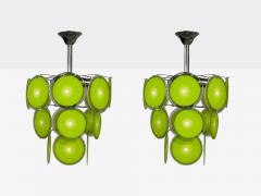 Mid Century Modern Green Murano Glass Chrome Pendant Light 1960s - 4626609