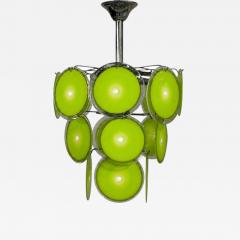 Mid Century Modern Green Murano Glass Chrome Pendant Light 1960s - 4627129