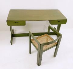 Mid Century Modern Green Wooden Desk Chair by Derk Jan de Vries - 2636307