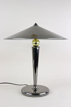 Mid Century Modern Grey Chromed Table Lamp With Brass Sphere Italy ca 1970 - 3910574